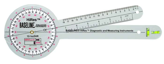 Baseline Plastic Absolute+Axis Goniometer – 360 Degree Head – 12 inch Arms