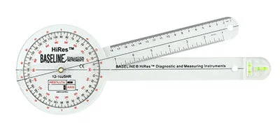 Baseline Plastic Absolute+Axis Goniometer – HiRes 360 Degree Head – 12 inch Arms – 12-1025HR