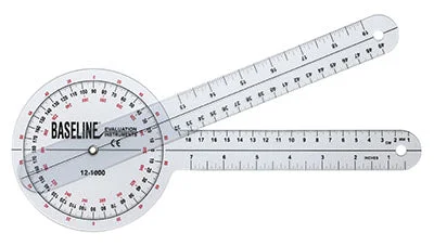 Baseline Plastic Goniometer – 360 Degree Head – 12 inch Arms, 25-pack – 12-1000-25