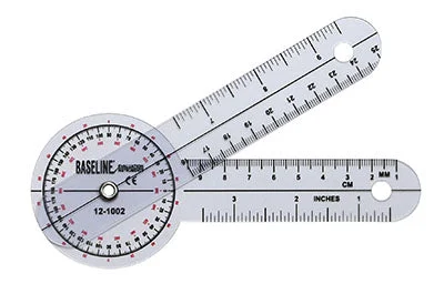 Baseline Plastic Goniometer – 360 Degree Head – 6 inch Arms, 25-pack – 12-1002-25