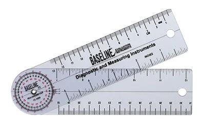 Baseline Plastic Goniometer – Rulongmeter Style – 360 Degree Head – 6 inch Arms, 25-pack – 12-1006-25