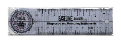 Baseline Plastic Goniometer – Rulongmeter Style – HiRes 360 Degree Head – 6 inch Arms, 25-pack – 12-1006HR-25