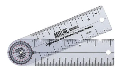 Baseline Plastic Goniometer – Rulongmeter Style – HiRes 360 Degree Head – 6 inch Arms – 12-1006HR