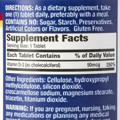 Basic Drug Vitamin D3 Supplement, 200 per Bottle - Image 2