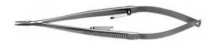 Bausch & Lomb Needle Holder 136 mm Medium 10 mm Straight Jaw Flat Serrated Handle – E3861