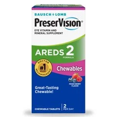 Bausch & Lomb Vitamin Supplement PreserVision® Areds 2 Chewable Tablet 60 per Bottle Mixed Berry Flavor