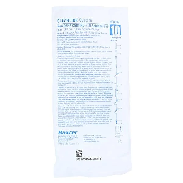 Baxter Administration Set Administration Set 10 Drops 120″ 48/Case