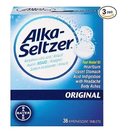 Bayer Alka-Seltzer Antacid 1000 mg – 325 mg – 1916 mg Strength Effervescent Tablet 36 per Box – 280140036