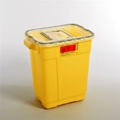 BD Chemotherapy Waste Container 18-1/2 H x 17-3/4 W x 11-3/4 D 9 Gallon Yellow Base / Clear Lid Vertical Entry Gasketed Sliding Lid, 1/EA