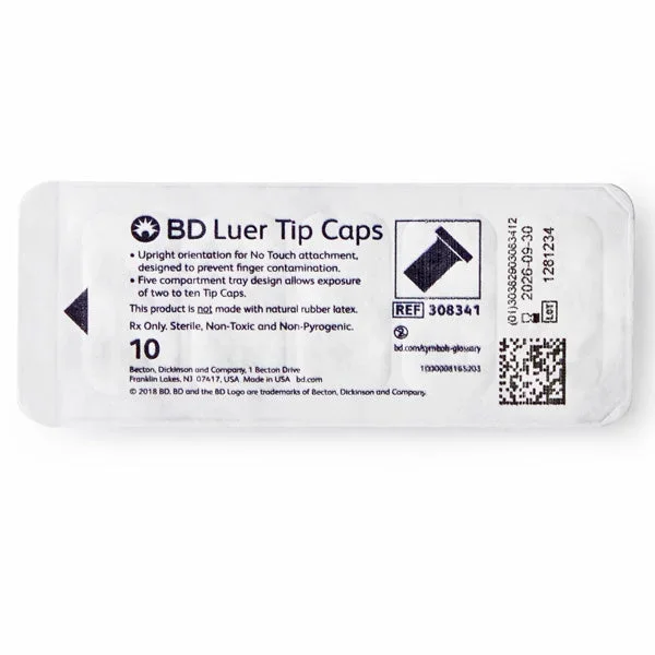 BD Syringe Tip Caps – Sterile Luer Syringe Tip Cap Tray (10 Pack)