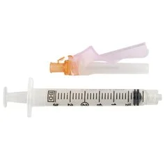 BD Syringe with Hypodermic Needle Eclipse™ 3 mL 25 Gauge 1 Inch Detachable Needle Hinged Safety Needle, 50 EA/BX