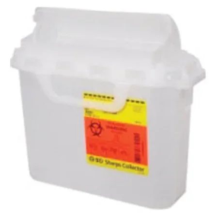 Becton Dickinson Sharps Container 1-Piece 10-3/4 H X 10-3/4 W X 4D Inch 5.4 Quart Translucent White Horizontal Entry Lid – 305427