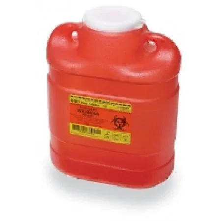 Becton Dickinson Sharps Container 1-Piece 11-1/2 H X 8-3/4 W X 5-1/2 D Inch 6.9 Quart Red Funnel Lid – 305489