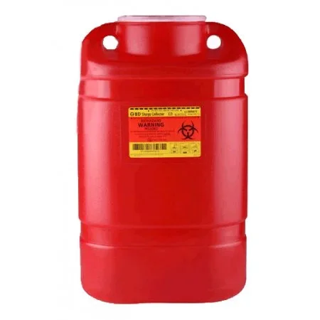 Becton Dickinson Sharps Container 1-Piece 14 H X 7-1/2 W X 10-1/2 D Inch 5 Gallon Red Funnel Lid – 305477