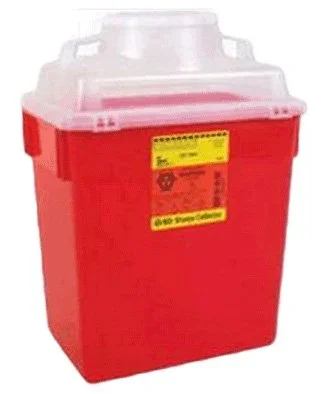 Becton Dickinson Sharps Container 1-Piece 17-1/2 H X 12-1/2 W X 8-1/2 D Inch 6 Gallon Red Funnel Lid – 305465