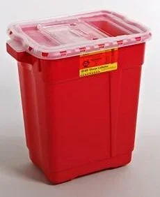 Becton Dickinson Sharps Container 1-Piece 18 H X 7-1/2 W X 10-1/5 D Inch 9 Gallon Red Vertical Entry Lid – 305602