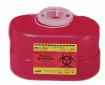 Becton Dickinson Sharps Container 1-Piece 5-1/2 H X 8-1/2 W X 5 D Inch 3.3 Quart Red Funnel Lid – 305488