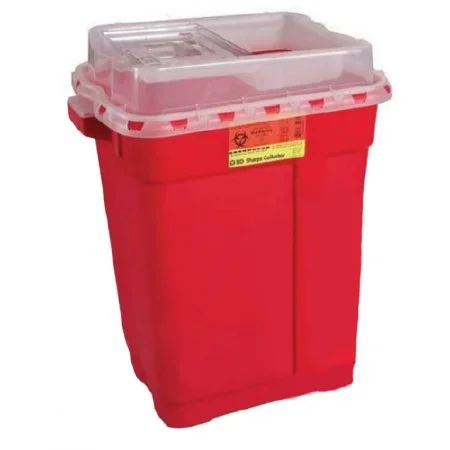 Becton Dickinson Sharps Container 2-Piece 18-1/2 H X 17-3/4 W X 11-3/4 D Inch 9 Gallon Red Sliding Lid – 305616