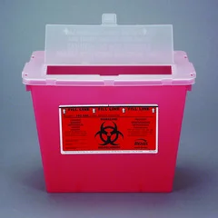Bemis Healthcare Phlebotomy Sharps Container Bemis Sentinel 1-Piece 2 Gallon Red Base Vertical Entry Lid, 30/CS