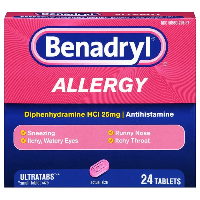 Benadryl Allergy Ultratab Tablets Alleergy Relief Medicine, 24 Count