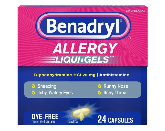 Benadryl® Allergy LIQUI-GELS® Antihistamine Drug, Dye-Free (24 Count)