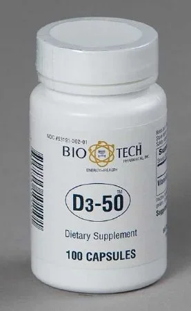 Bio Tech Pharmacal Bio Tech Vitamin Supplement Vitamin D3 50000 IU Strength Capsule 100 per Bottle – 53191036201