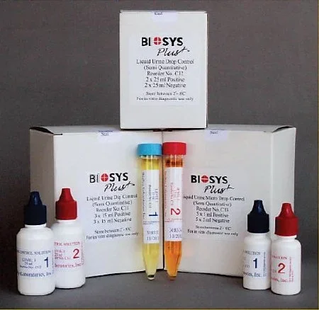 BioSys Plus Dip Reproductive Endocrinology Assay Control Kit Leukocytes, Nitrite, Urobilinogen, Protein, pH, Blood, Specific Gravity, Ketones, Bilirubin, Glucose, Hemoglobin, Microalbumin, Creatinine, hCG Positive / Negative Level 3 X 2 X 15 mL