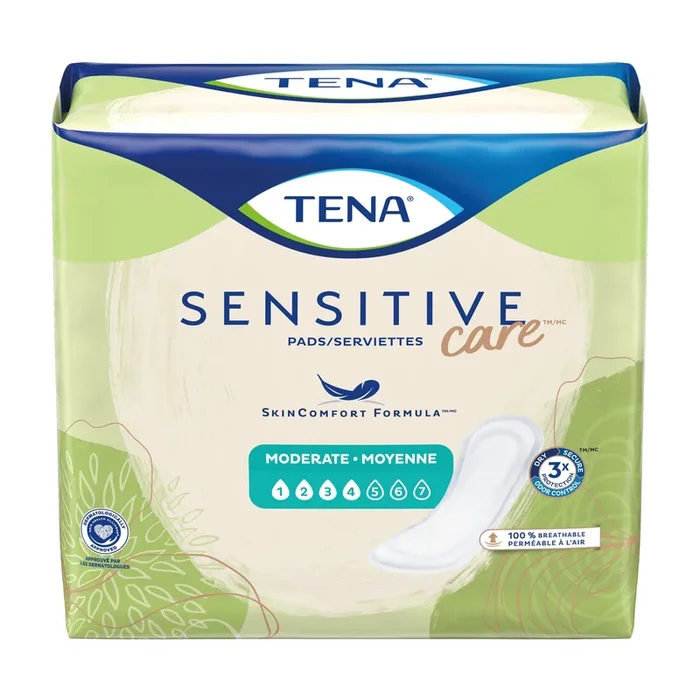 Bladder Control Pad TENA® Sensitive Care Moderate 11″ Moderate Absorbency Dry-Fast Core™ Unisex Disposable (54284)