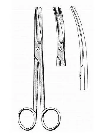 BR Surgical HerMann Dissecting Scissors Mayo 6-3/4 Inch Length Surgical Grade Stainless Steel / Tungsten Carbide NonSterile Finger Ring Handle Curved Blunt/Blunt – H108-16517