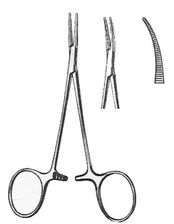 BR Surgical HerMann Medizintechnik Hemostatic Forceps Halsted-Mosquito 5 Inch Surgical Grade Titanium NonSterile Ratchet Lock Finger Ring Handle Curved Micro Tips – H112-22312