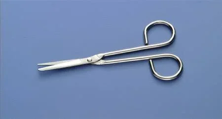 Busse Hospital Disposables Busse Utility Scissors Nurse 5-1/4 Inch Length Floor Grade Stainless Steel Sterile Finger Ring Handle Angled Sharp/Blunt – 7246