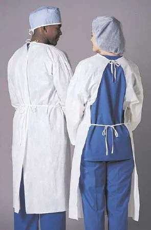 Busse Hospital Disposables Protective Procedure Gown One Size Fits Most Unisex White – 205
