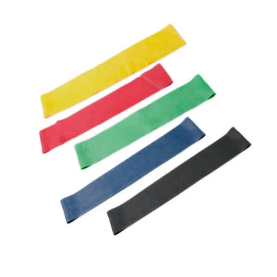 CanDo Band Exercise Loop – 5-piece set (15″), (1 each: yellow, red, green, blue, black), 10 sets – 10-5269-10