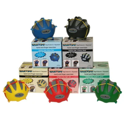 CanDo Digi-Extend n’ Squeeze Hand Exerciser – Large – 5-piece set (yellow, red, green, blue, black), no stand – 10-2295