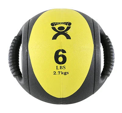 CanDo, Dual-Handle Medicine Ball, 9″ Diameter, Yellow, 6 lb. – 10-3180