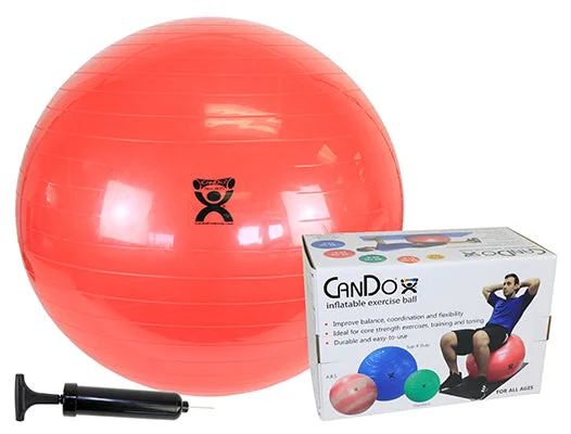 CanDo Inflatable Exercise Ball – Economy Set – Red – 30″ (75 cm) Ball, Pump, Retail Box – 30-1847