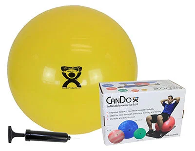 CanDo Inflatable Exercise Ball – Economy Set – Yellow – 18″ (45 cm) Ball, Pump, Retail Box – 30-1844