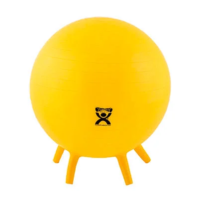 CanDo Inflatable Exercise Ball – with Stability Feet – Yellow – 18″ (45 cm) – 30-1891