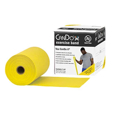 CanDo Latex Free Exercise Band – 25 yard roll – Yellow – x-light – 10-5631