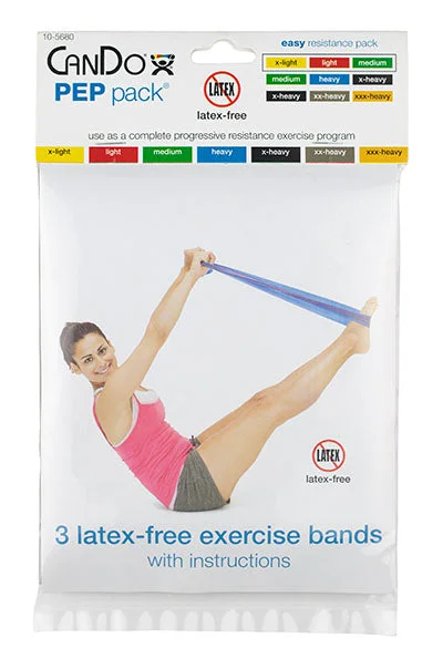 CanDo Latex-Free Exercise Band – PEP Pack – Easy (Yellow, Red, Green) – 10-5680