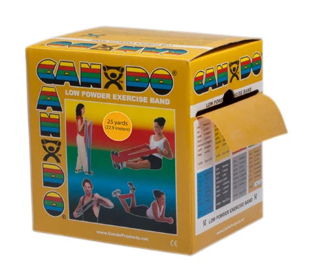 CanDo Low Powder Exercise Band – 25 yard roll – Gold – xxx-heavy – 10-5277