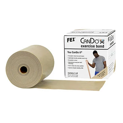 CanDo Low Powder Exercise Band – 25 yard roll – Tan – xx-light – 10-5270