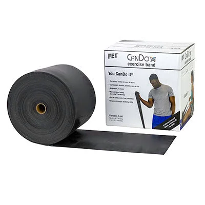 CanDo Low Powder Exercise Band – 50 yard roll – Black – x-heavy – 10-5225