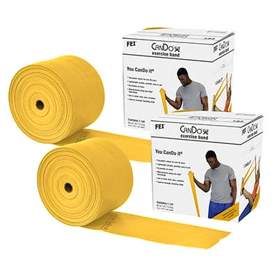 CanDo Low Powder Exercise Band – Twin-Pak – 100 yard (2 x 50 yard rolls) – Gold – xxx-heavy – 10-5497