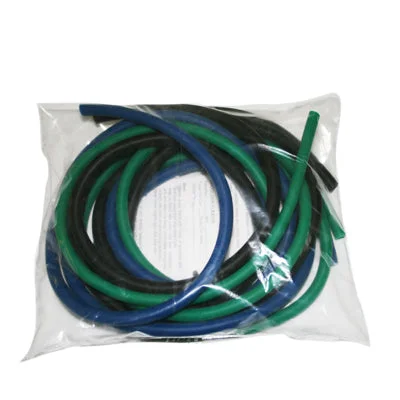 CanDo Low Powder Exercise Tubing Pep Pack – Moderate with Green, Blue, and Black tubing – 10-5382