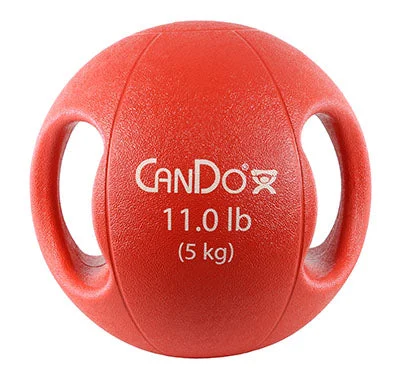 CanDo, Molded Dual Handle Medicine Ball, Red, 11 lb. (5 kg) – 10-3282