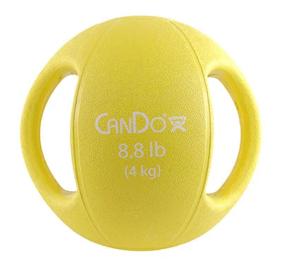 CanDo, Molded Dual Handle Medicine Ball, Yellow, 8.8 lb. (4 kg) – 10-3281