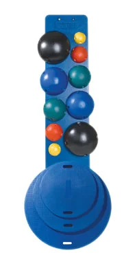 CanDo MVP Balance System – 10-Ball Set with Wall Rack (2 each: yellow, red, green, blue, black) – 10-1743