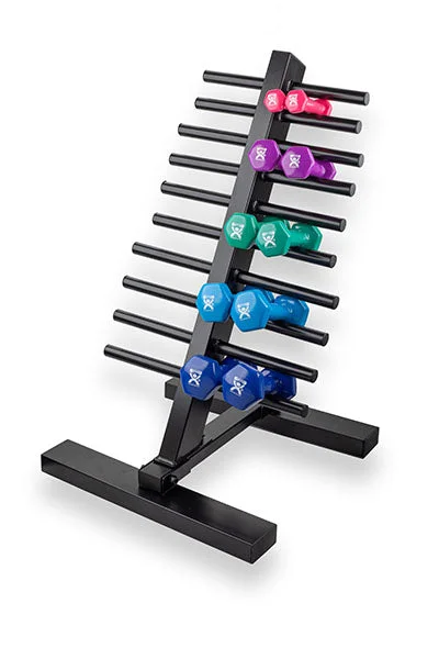 CanDo Vinyl Coated Dumbbell, 10 Piece Set with Floor Rack (2 Each: 1, 2, 3, 4, 5 lb) – 10-0578