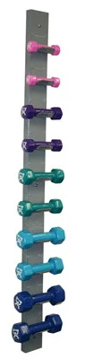 CanDo Vinyl Coated Dumbbell, 10 Piece Set with Wall Rack (2 Each: 1, 2, 3, 4, 5 lb) – 10-0564